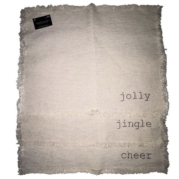 ROBERT STANLEY Holiday Christmas Placemats Set Of 3 Jingle Jolly Cheers Neutral - Picture 2 of 10